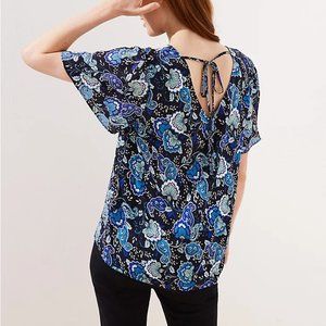 LOFT | Paisley Mixed Media Tie Back Flutter Tee